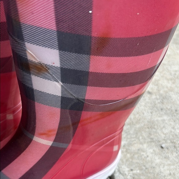 Burberry Pink and Black Plaid Rain Boots - Picture 5 of 10